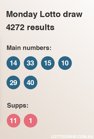 Monday Lotto results and numbers for draw number 4272