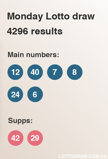 Monday Lotto results and numbers for draw number 4296