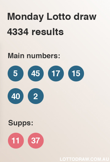 Monday Lotto results and numbers for draw number 4334