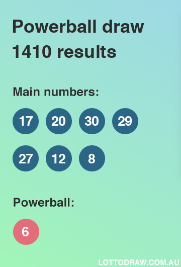 Powerball results and numbers for draw number 1410