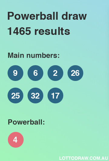 Powerball results and numbers for draw number 1465