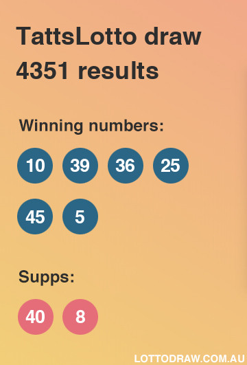 TattsLotto results and numbers for draw number 4351