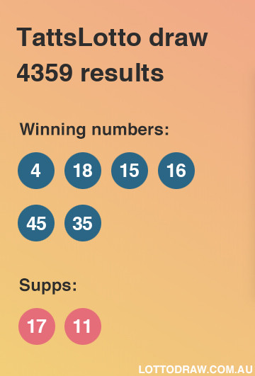 TattsLotto results and numbers for draw number 4359