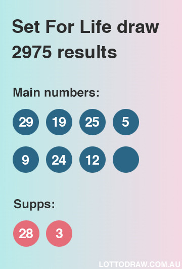 Set for Life results and numbers for draw number 2975