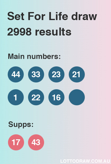 Set for Life results and numbers for draw number 2998