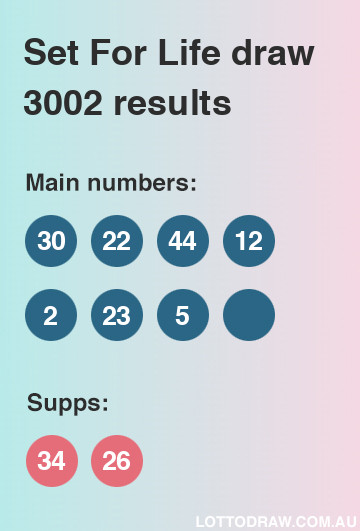 Set for Life results and numbers for draw number 3002