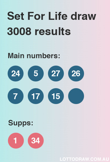 Set for Life results and numbers for draw number 3008