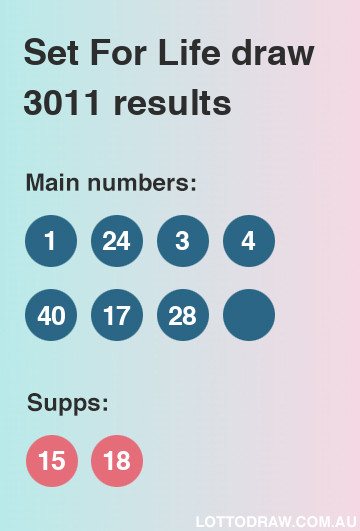 Set for Life results and numbers for draw number 3011