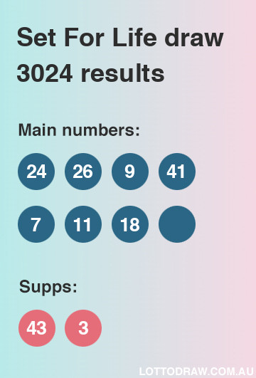 Set for Life results and numbers for draw number 3024