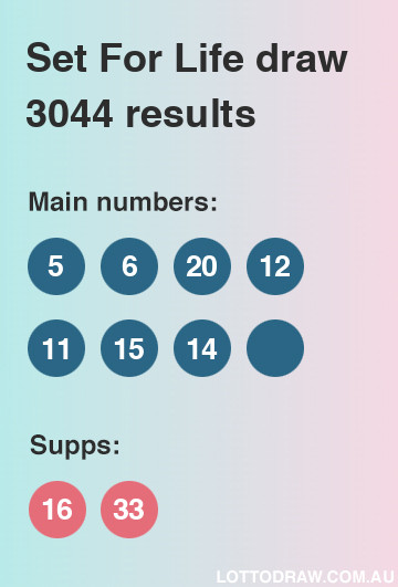 Set for Life results and numbers for draw number 3044