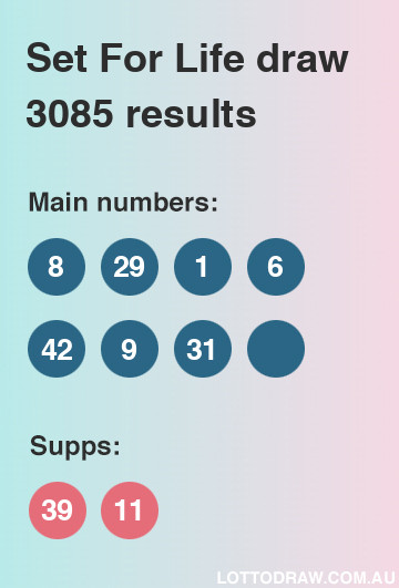 Set for Life results and numbers for draw number 3085