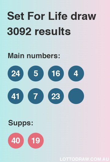 Set for Life results and numbers for draw number 3092