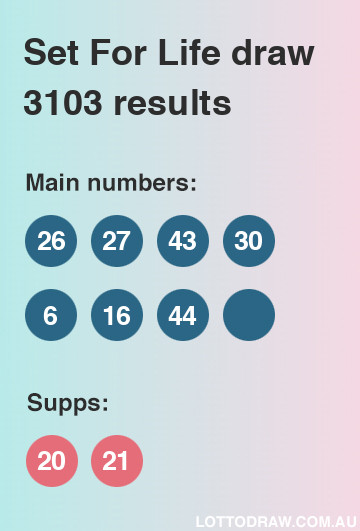 Set for Life results and numbers for draw number 3103