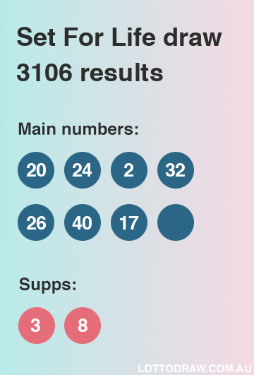 Set for Life results and numbers for draw number 3106