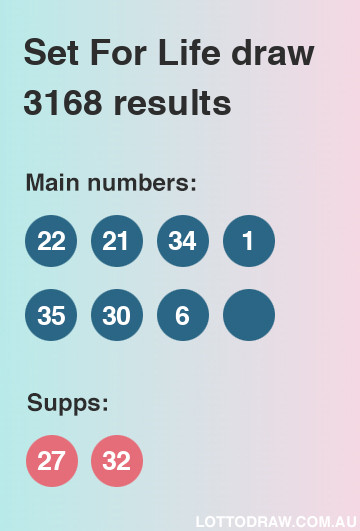 Set for Life results and numbers for draw number 3168