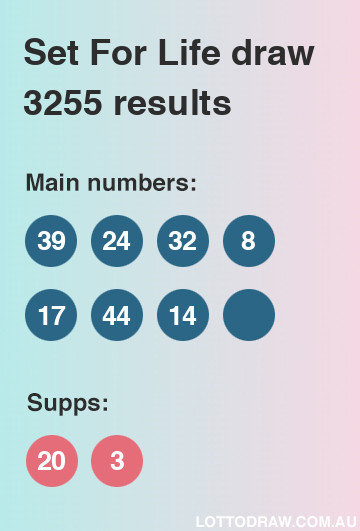 Set for Life results and numbers for draw number 3255