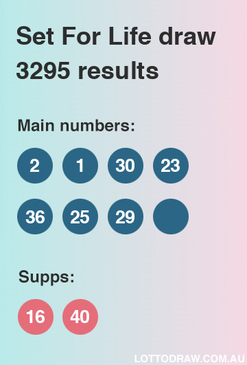 Set for Life results and numbers for draw number 3295