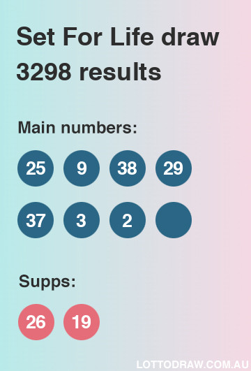 Set for Life results and numbers for draw number 3298