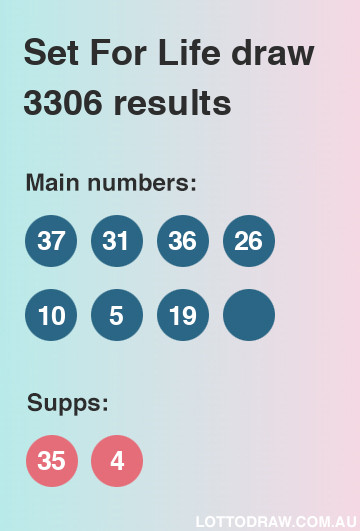 Set for Life results and numbers for draw number 3306