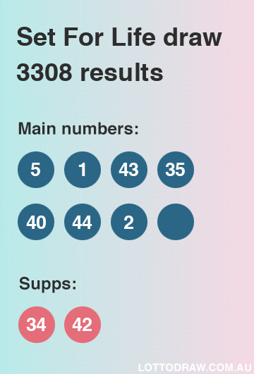 Set for Life results and numbers for draw number 3308