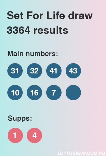 Set for Life results and numbers for draw number 3364