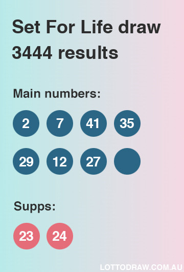 Set for Life results and numbers for draw number 3444