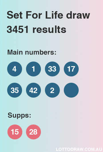 Set for Life results and numbers for draw number 3451